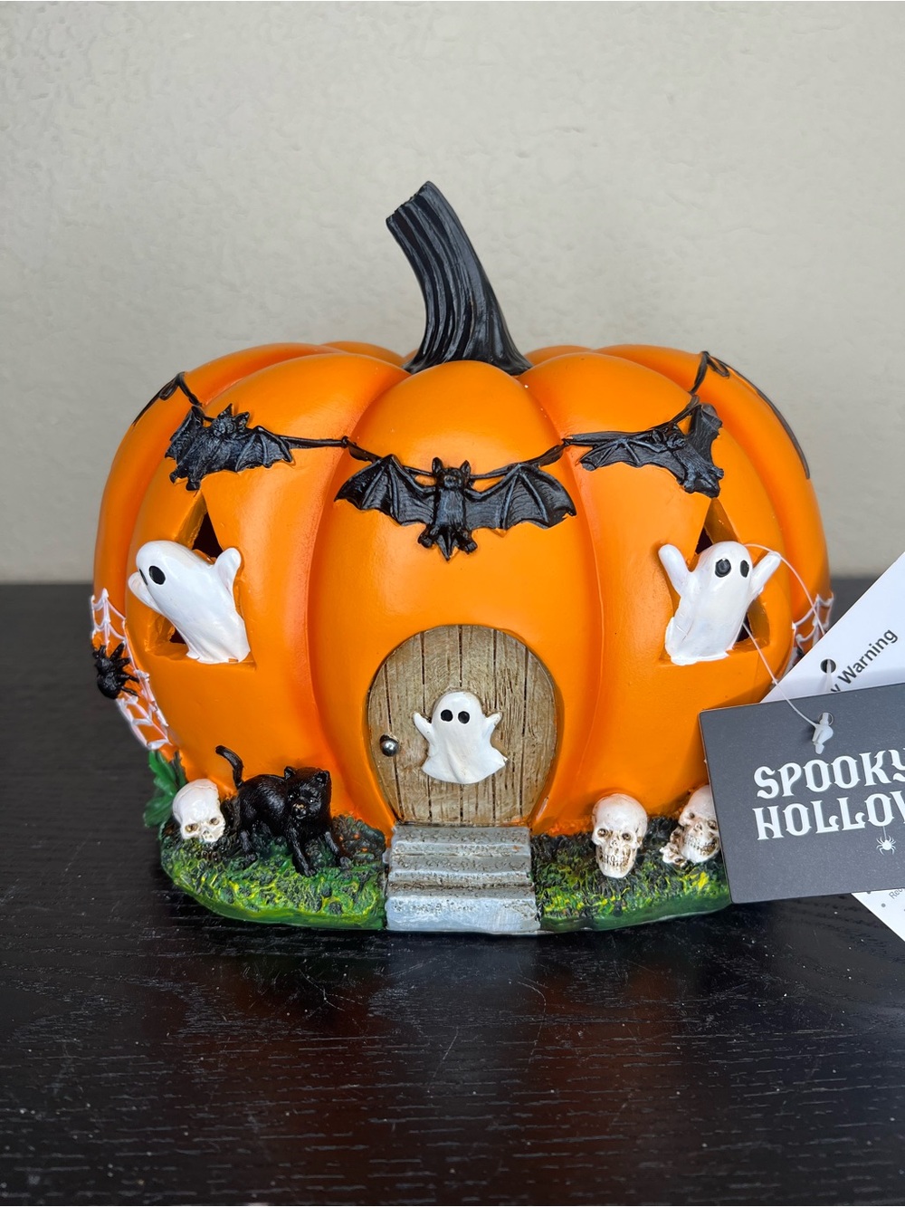 NEW Spooky Hollow 7” Light Up Pumpkin & Ghost Haunted House Decor